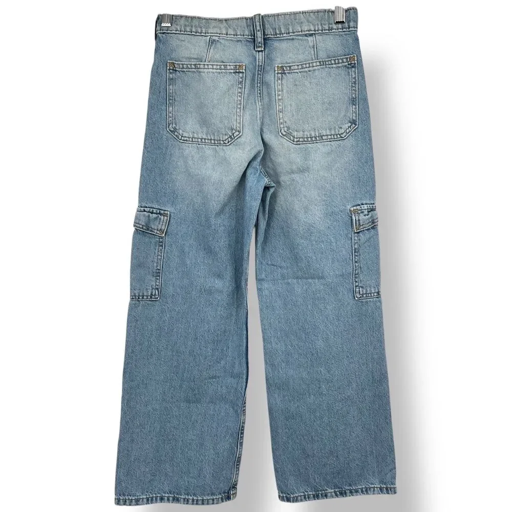 Gap Jeans Youth Girls 10 Light Wash Wide Leg Denim Pockets